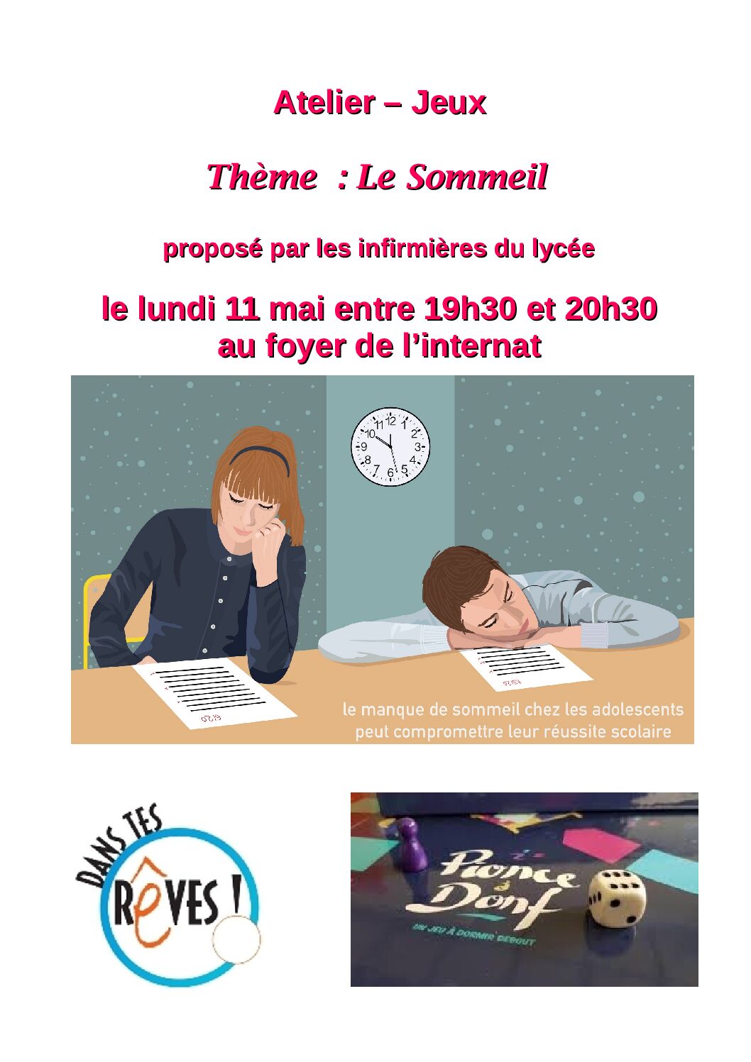 Atelier du sommeil organisé par les infirmières de l&rsquo;établissement
